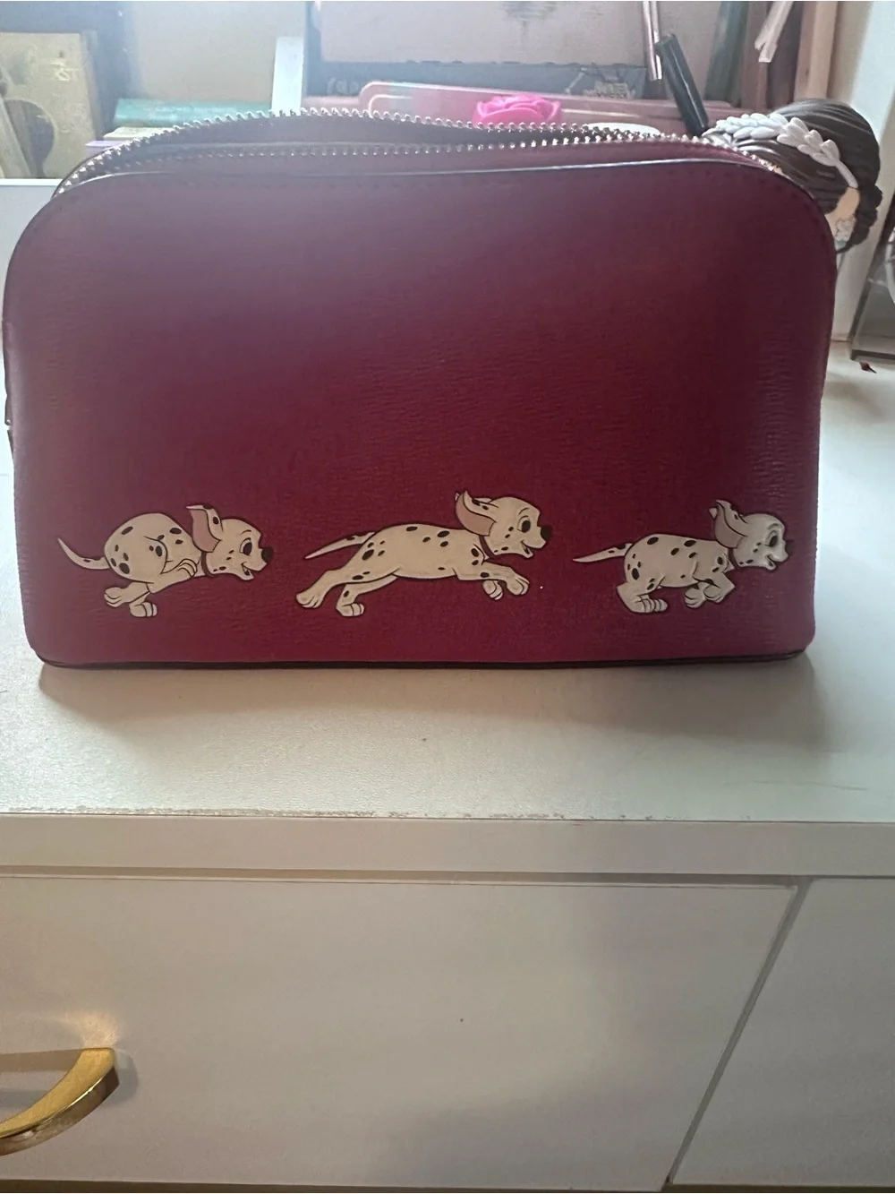 kate spade Red and Cream Cruella Cosmetic Pouch